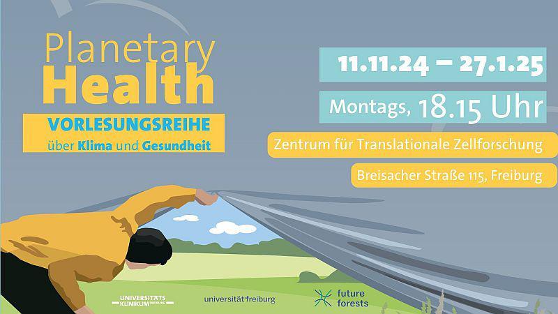 Ab 11. November 2024: Klima und Gesundheit schützen.
Am Montag, 11. November, startet die Vorlesungsreihe „Planetary Health“, die sieben Vorträge zu den Folgen der Klimakrise für Umwelt und Gesundheit umfasst. 

Foto: Universitätsklinikum Freiburg