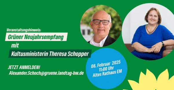 Theresa Schopper kommt zum grünen Neujahrsempfang nach Emmendingen